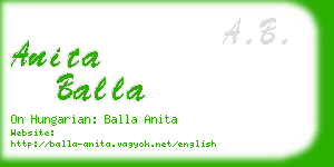 anita balla business card